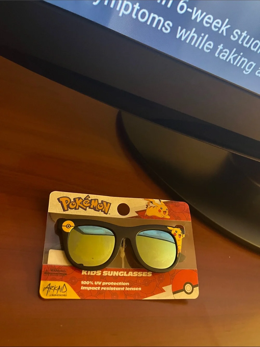 Pokemon Kids Sunglasses - Black Frame with Yellow Mirrored Lenses